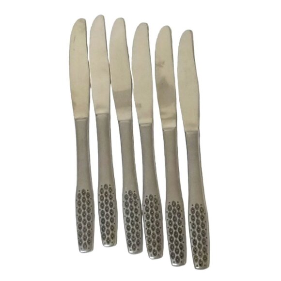 Vintage 1970s Viners 'Shape' Stainless Steel Dinner Knives Set of 6 - Picture 2 of 6